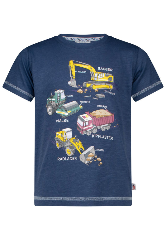 Salt and Pepper T-Shirt Baustelle Fahrzeuge midnight blue - Musterteil