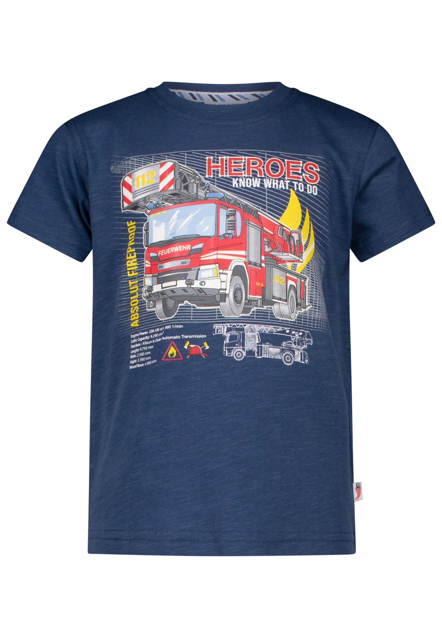 Salt and Pepper T-Shirt Feuerwehr (Motiv leuchtet) midnight blue - Musterteil