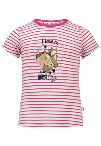 Salt and Pepper T-Shirt Pferde / Herz  Streifen camelia pink - Musterteil