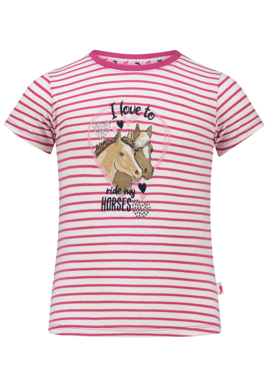 Salt and Pepper T-Shirt Pferde / Herz  Streifen camelia pink - Musterteil