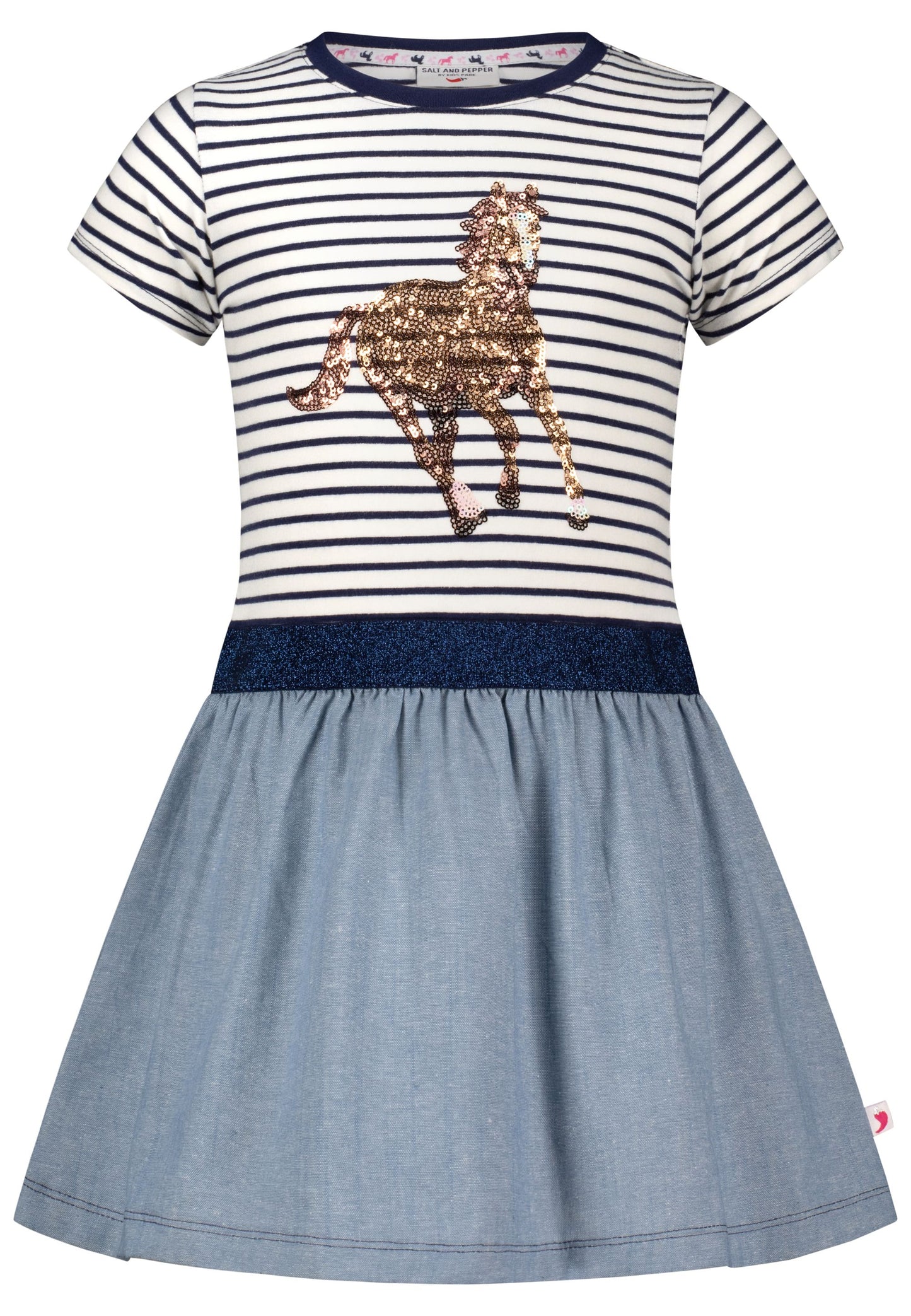 Salt and Pepper Shirtkleid Pferd Streifen true navy - Musterteil