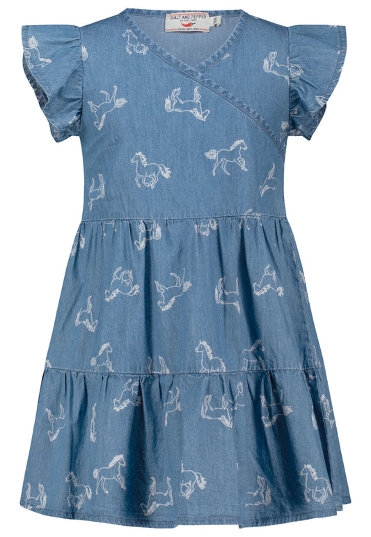 Salt and Pepper Jeanskleid Pferde allover mid blue - Musterteil