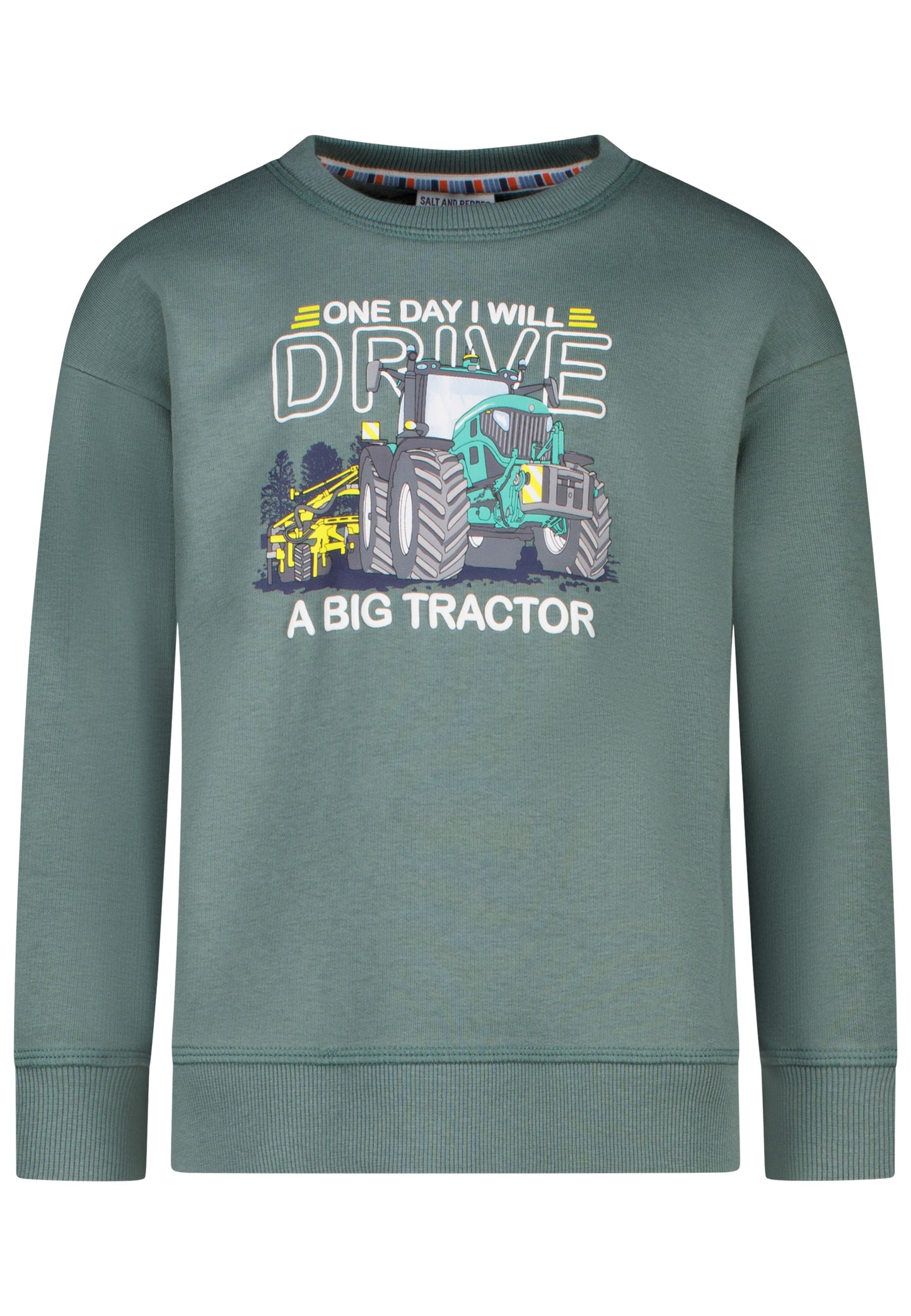 Salt and Pepper Sweatshirt A Big Tractor sage green - Musterteil
