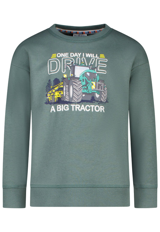 Salt and Pepper Sweatshirt A Big Tractor sage green - Musterteil