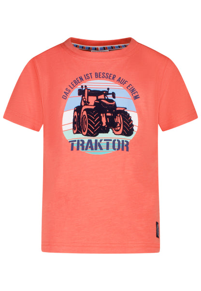 Salt and Pepper T-Shirt Traktor Flockprint korall - Musterteil
