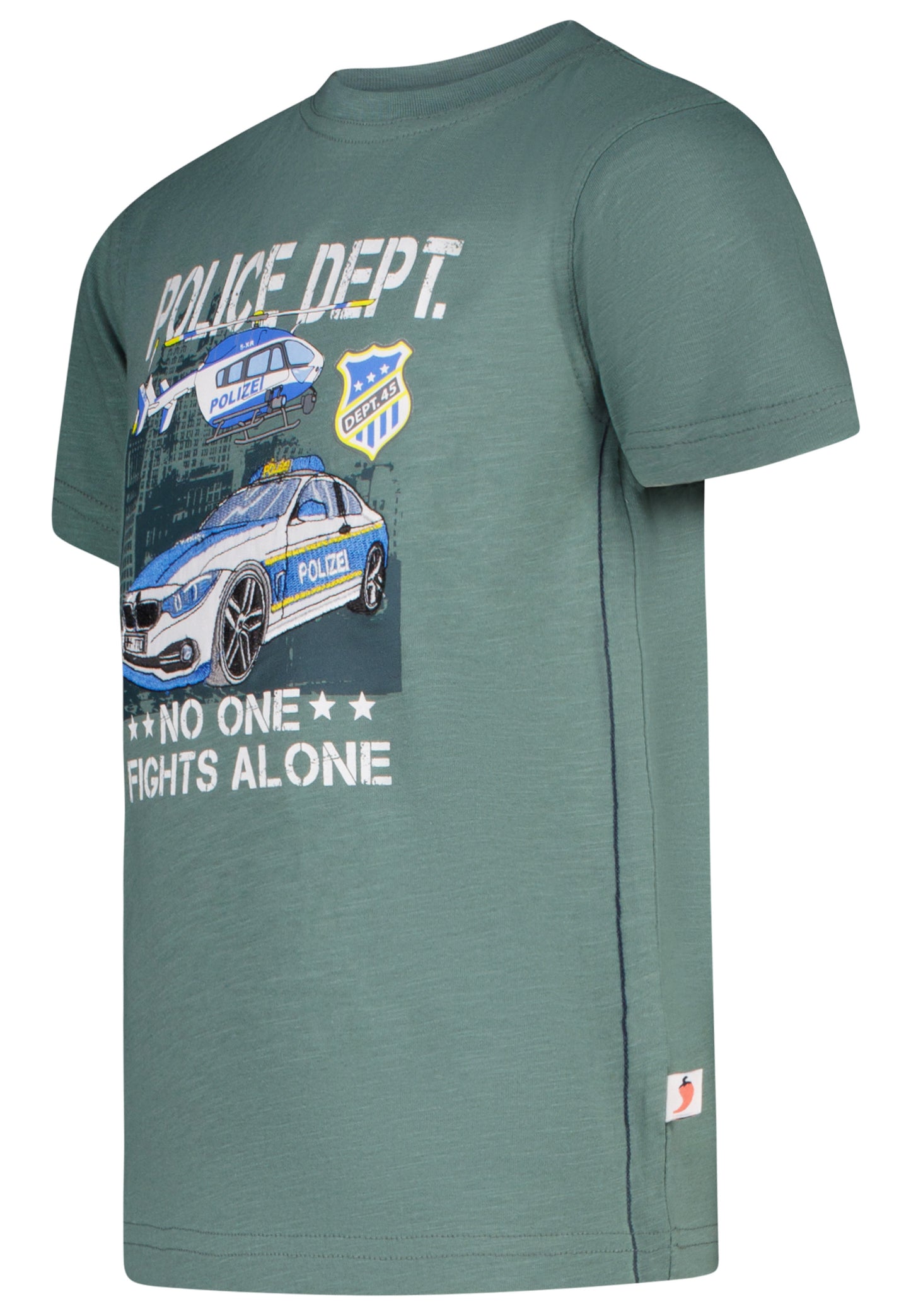 Salt and Pepper T-Shirt Polizei Hubschrauber sage green
