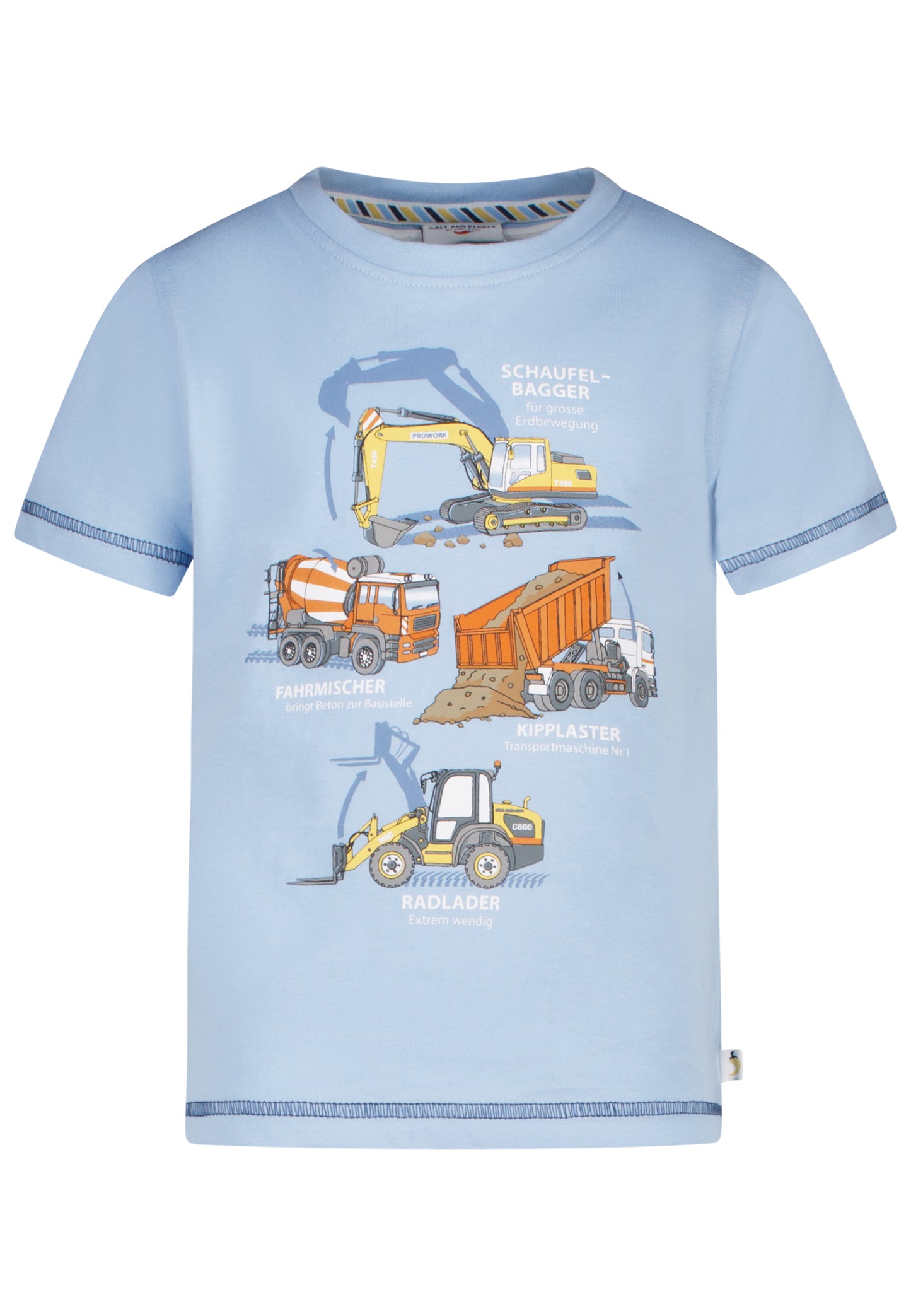 Salt and Pepper T-Shirt Schaufelbagger faded blue