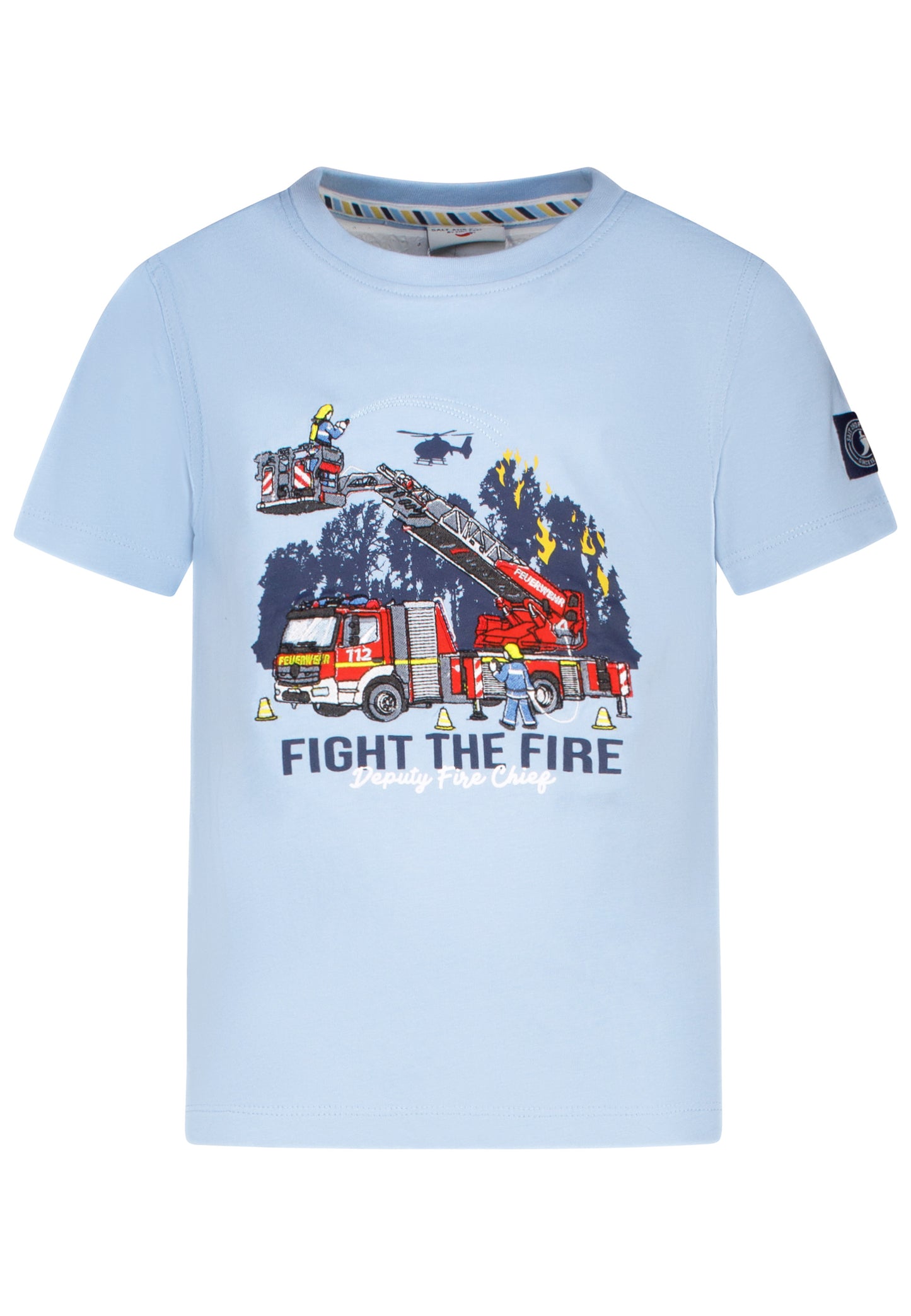 Salt and Pepper T-Shirt Feuerwehr Drehleiter faded blue