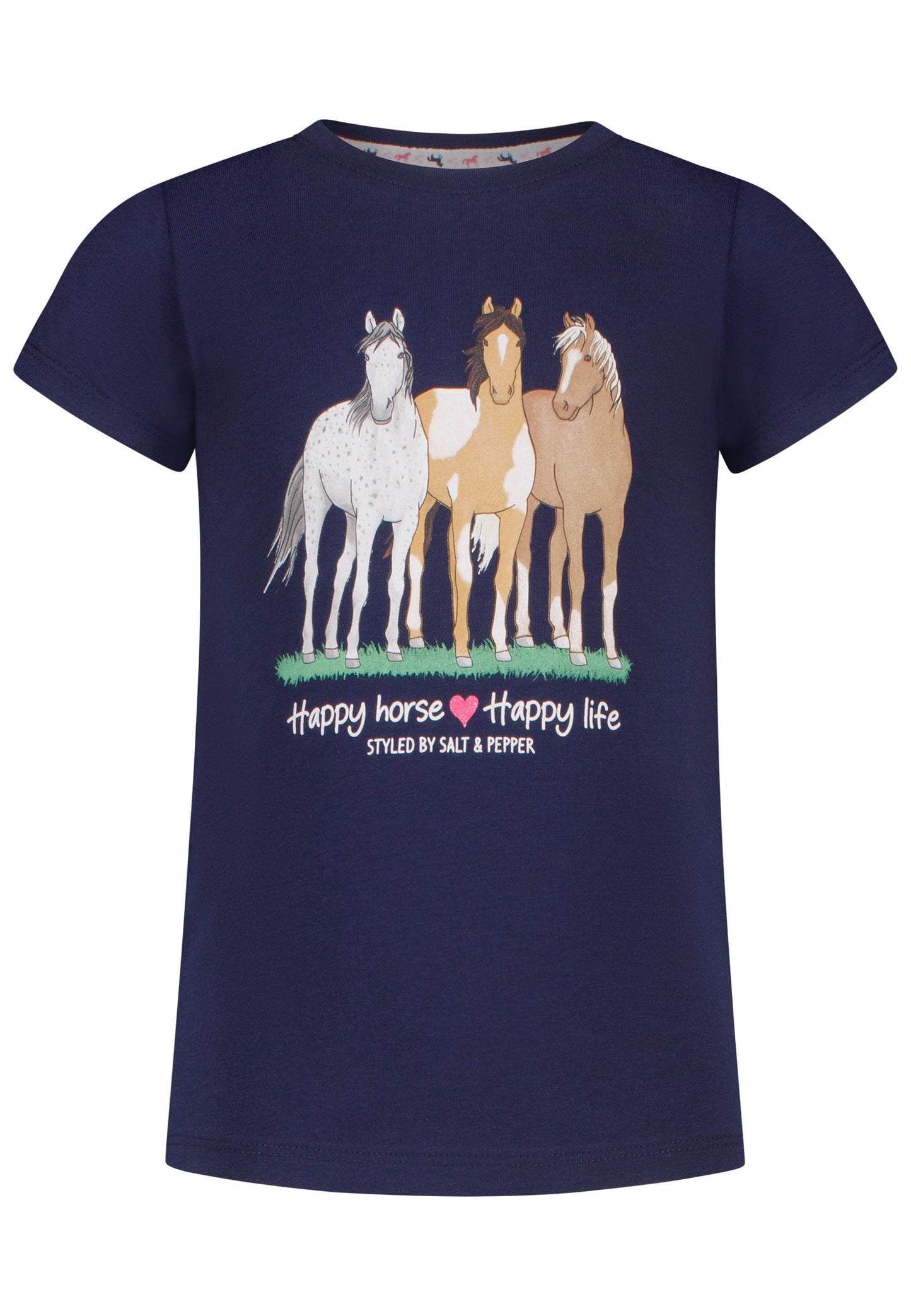 Salt and Pepper T-Shirt 3 Pferde Rückenprint true navy 26