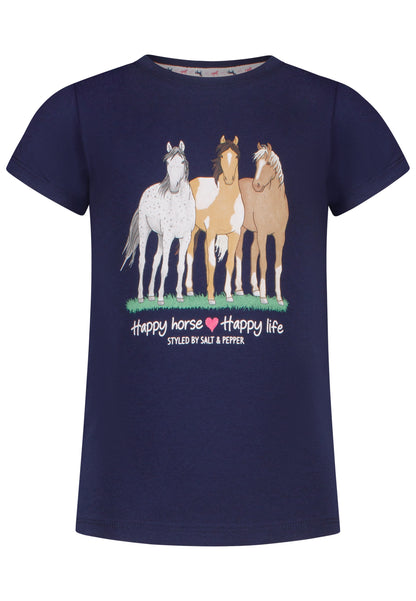 Salt and Pepper T-Shirt 3 Pferde Rückenprint true navy 26