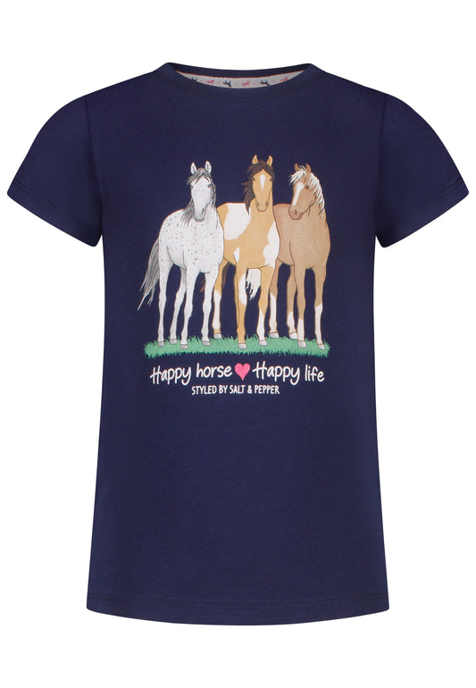 Salt and Pepper T-Shirt 3 Pferde Rückenprint true navy 26