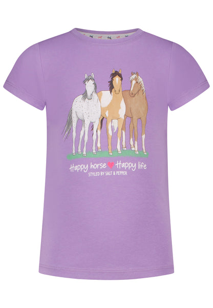 Salt and Pepper T-Shirt 3 Pferde Rückenprint tulip violet - Musterteil