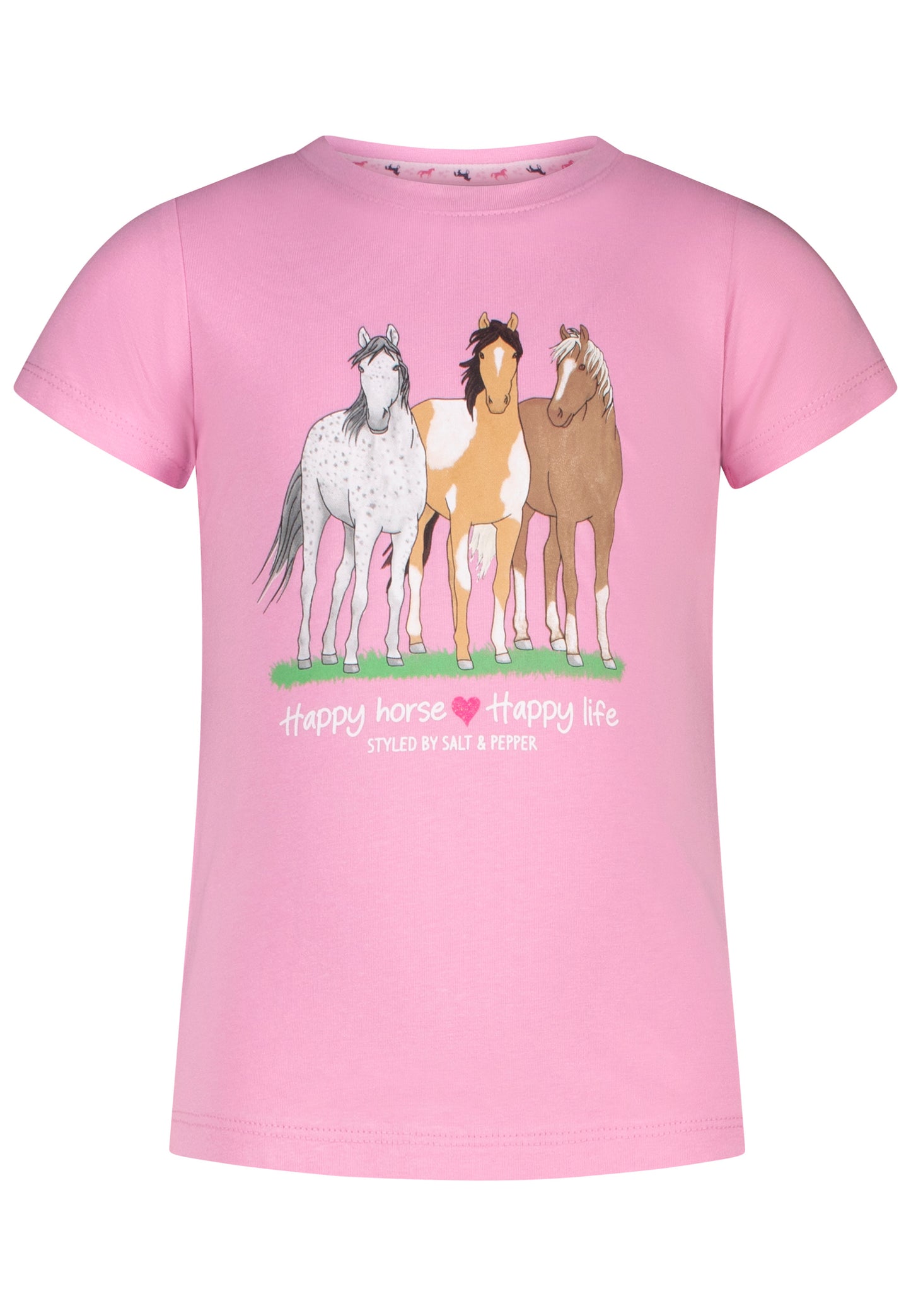 Salt and Pepper T-Shirt 3 Pferde Rückenprint hot rose - Musterteil