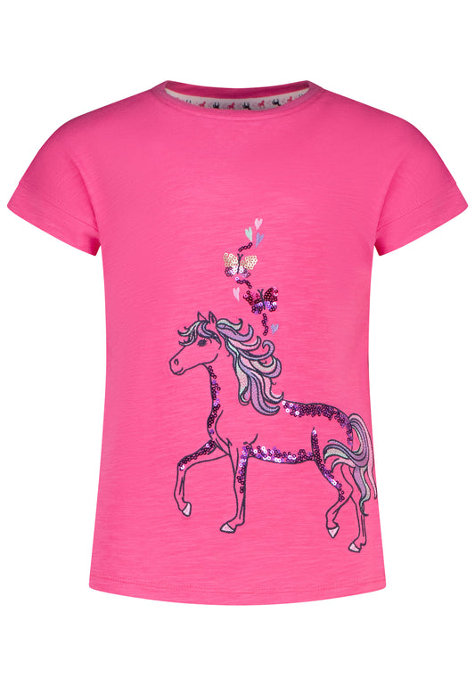 Salt and Pepper T-Shirt Pferd Pailletten shocking pink - Musterteil