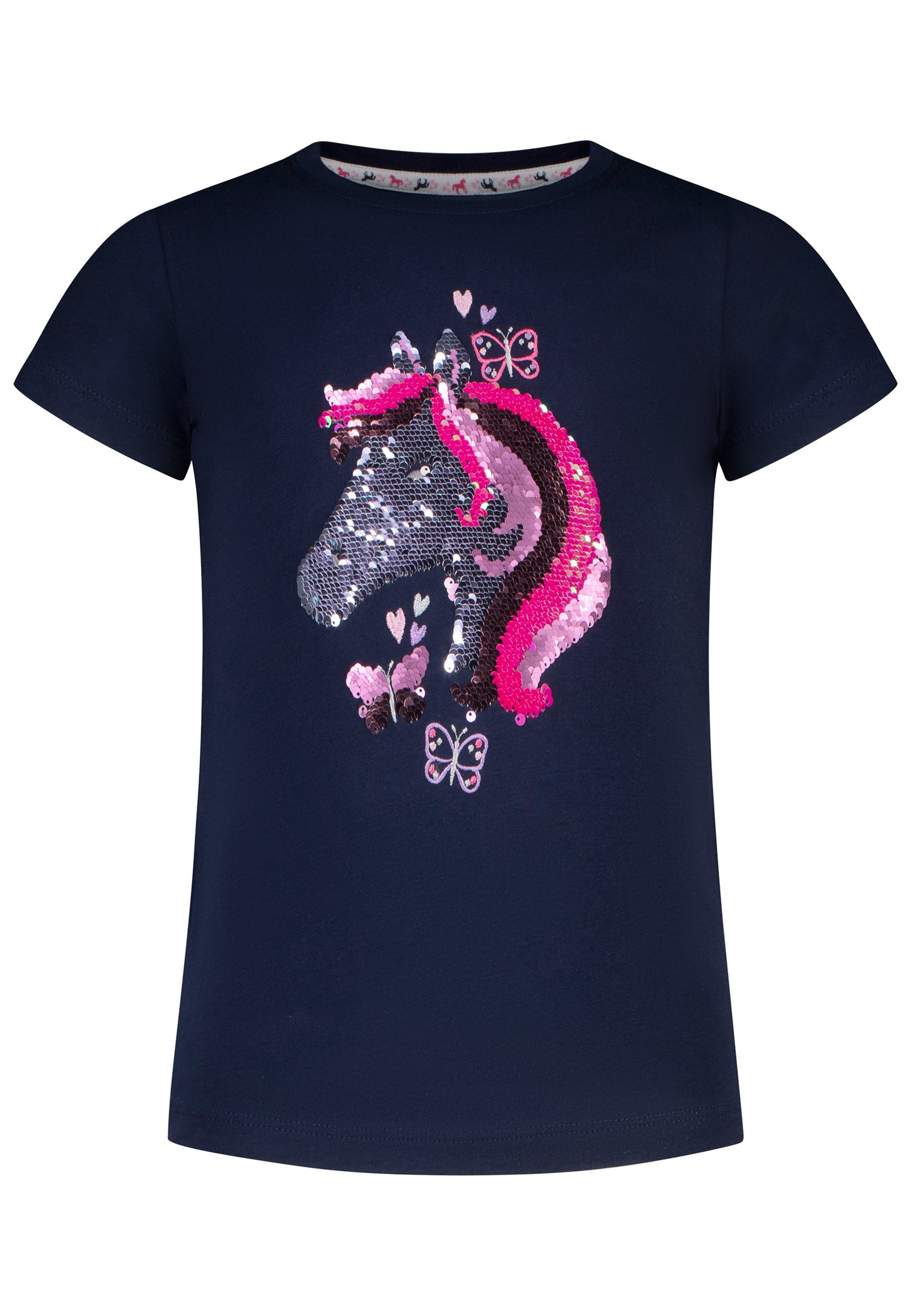 Salt and Pepper T-Shirt Pferdekopf Wendepailletten true navy - Musterteil