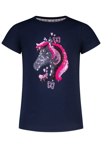 Salt and Pepper T-Shirt Pferdekopf Wendepailletten true navy - Musterteil