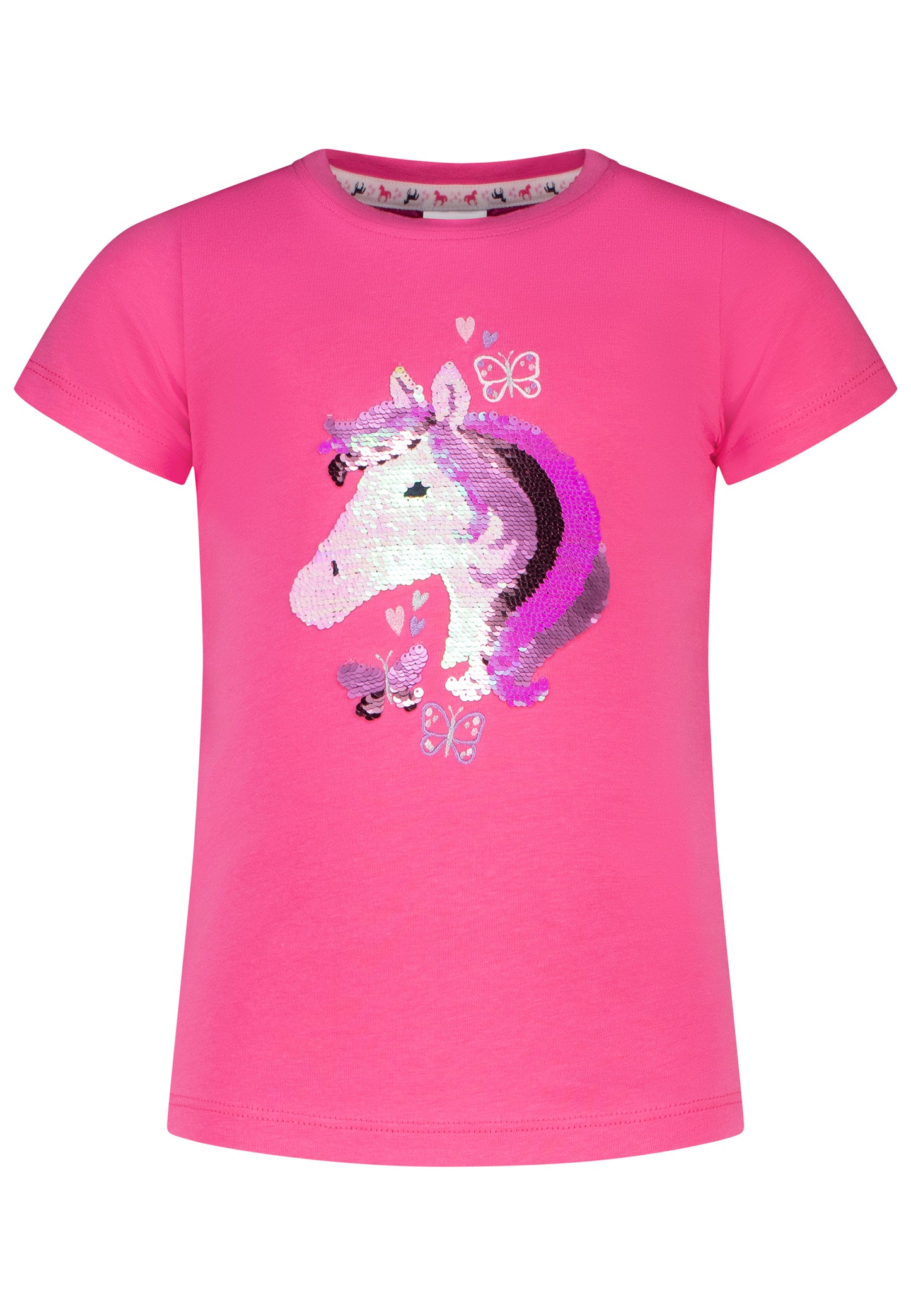 Salt and Pepper T-Shirt Pferdekopf Wendepailletten shocking pink - Musterteil