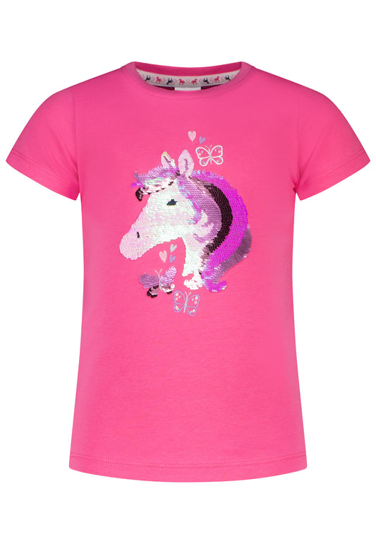 Salt and Pepper T-Shirt Pferdekopf Wendepailletten shocking pink - Musterteil