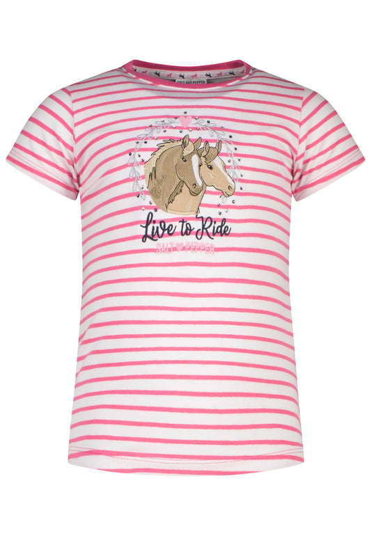 Salt and Pepper T-Shirt Pferde Streifen shocking pink - Musterteil 26