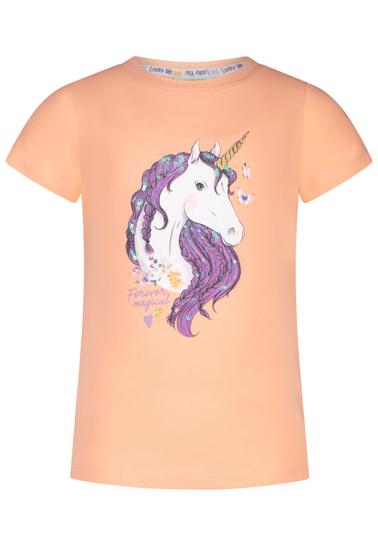 Salt and Pepper T-Shirt Einhorn Glitzer peach parfait