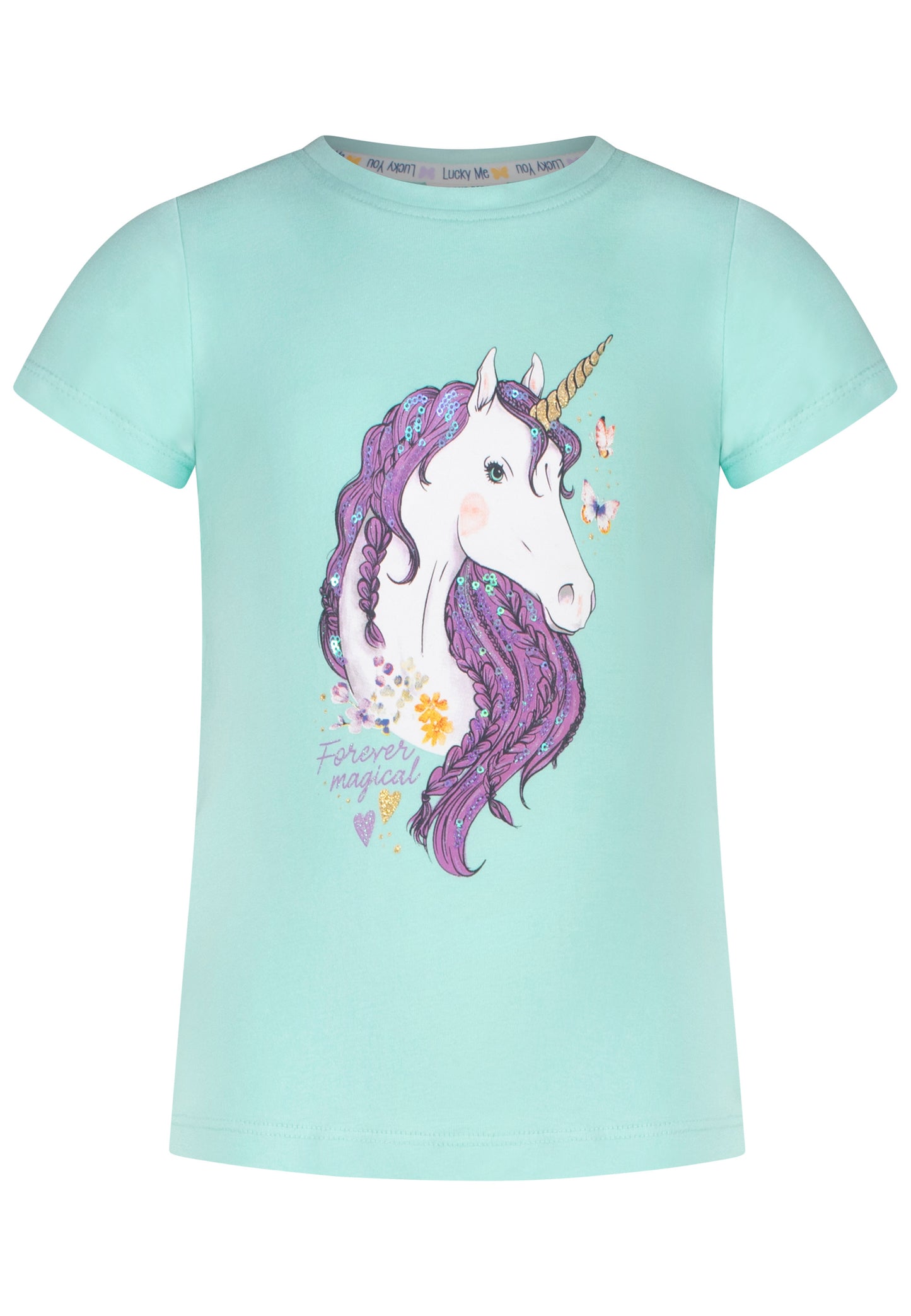 Salt and Pepper T-Shirt Einhorn Glitzer opal green