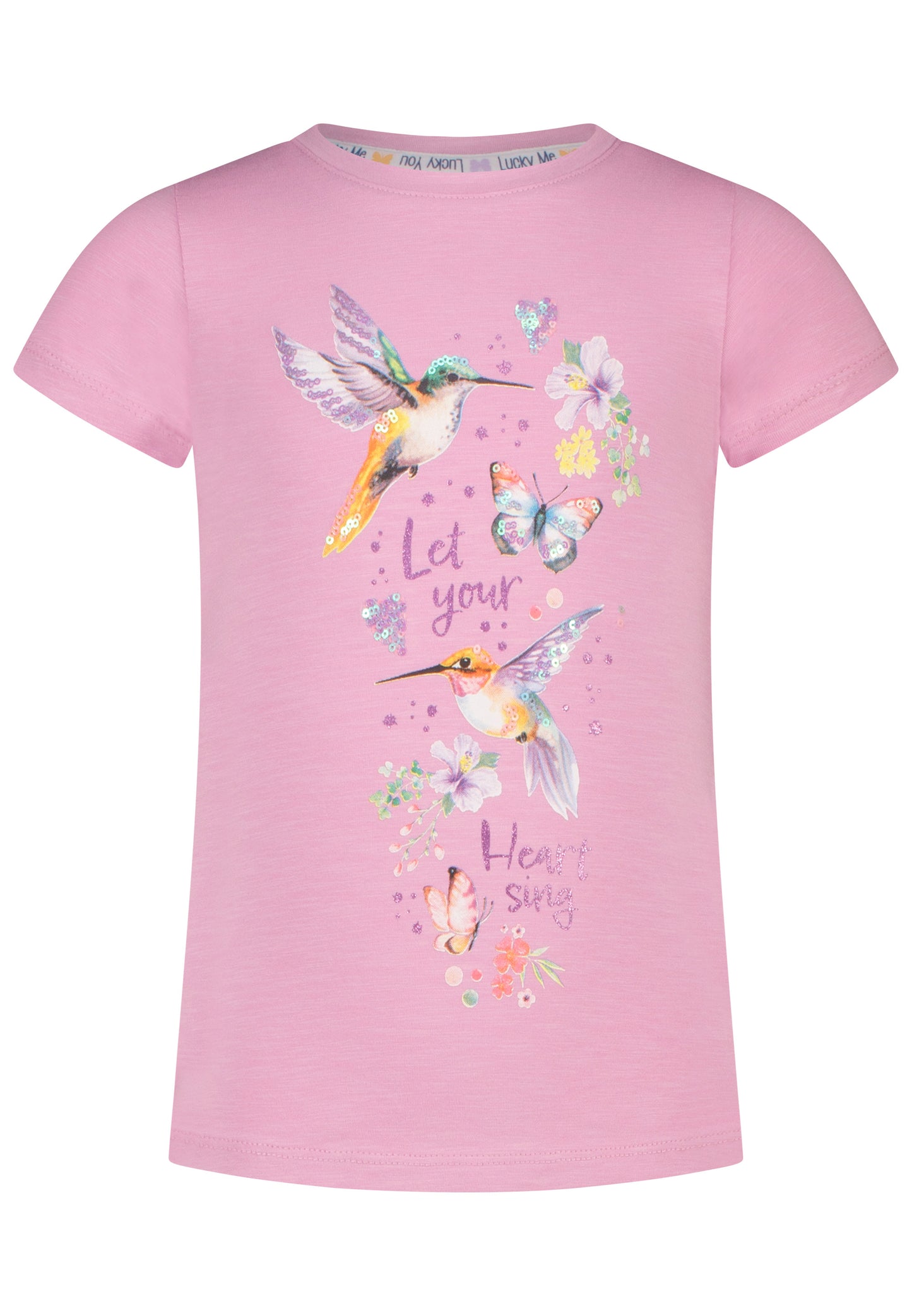 Salt and Pepper T-Shirt Vogel Kolibri bright orchid