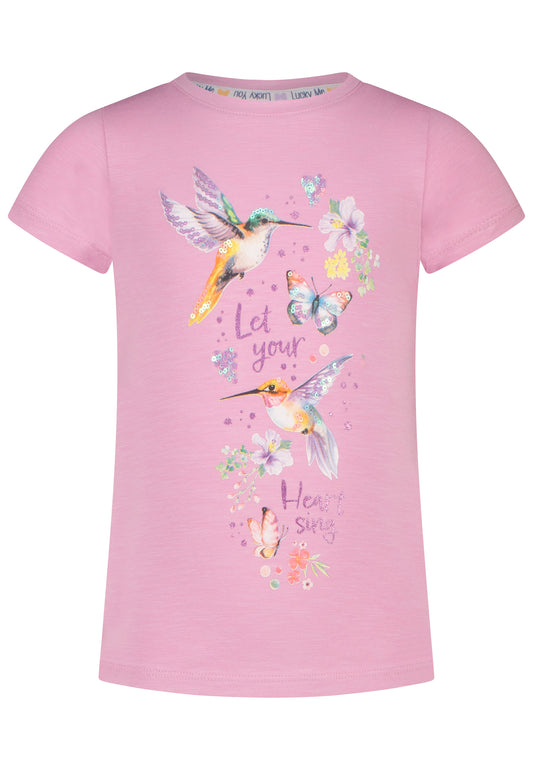 Salt and Pepper T-Shirt Vogel Kolibri bright orchid
