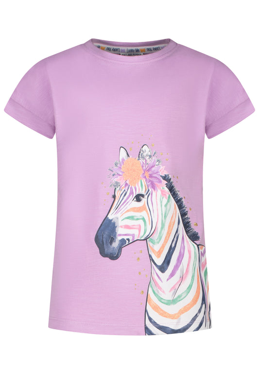 Salt and Pepper T-Shirt Zebra bright orchid