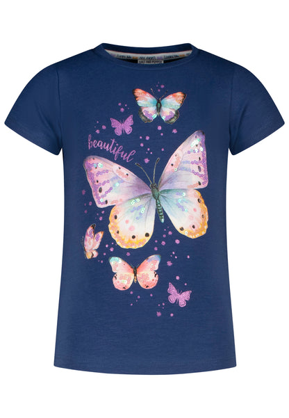 Salt and Pepper T-Shirt Schmetterling ink blue