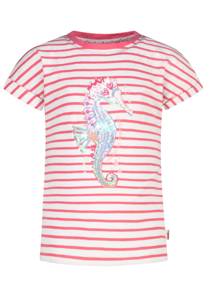 Salt and Pepper T-Shirt Seepferdchen Glitzer ringel shocking pink - Musterteil
