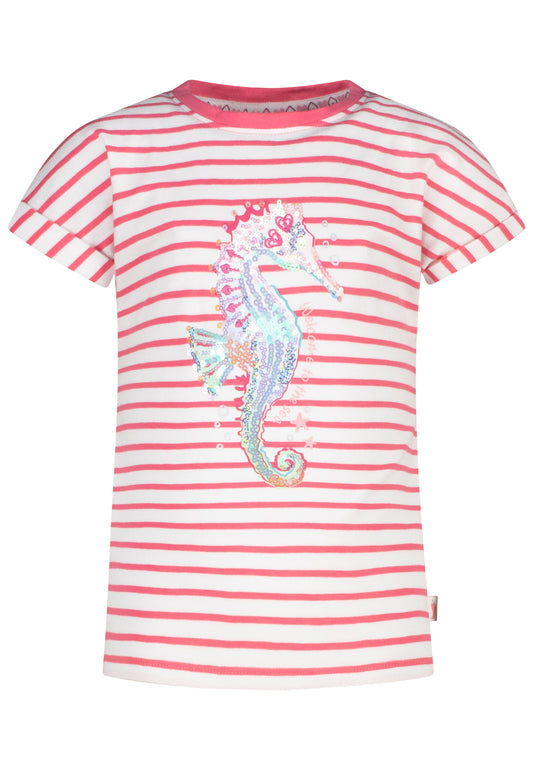 Salt and Pepper T-Shirt Seepferdchen Glitzer ringel shocking pink - Musterteil