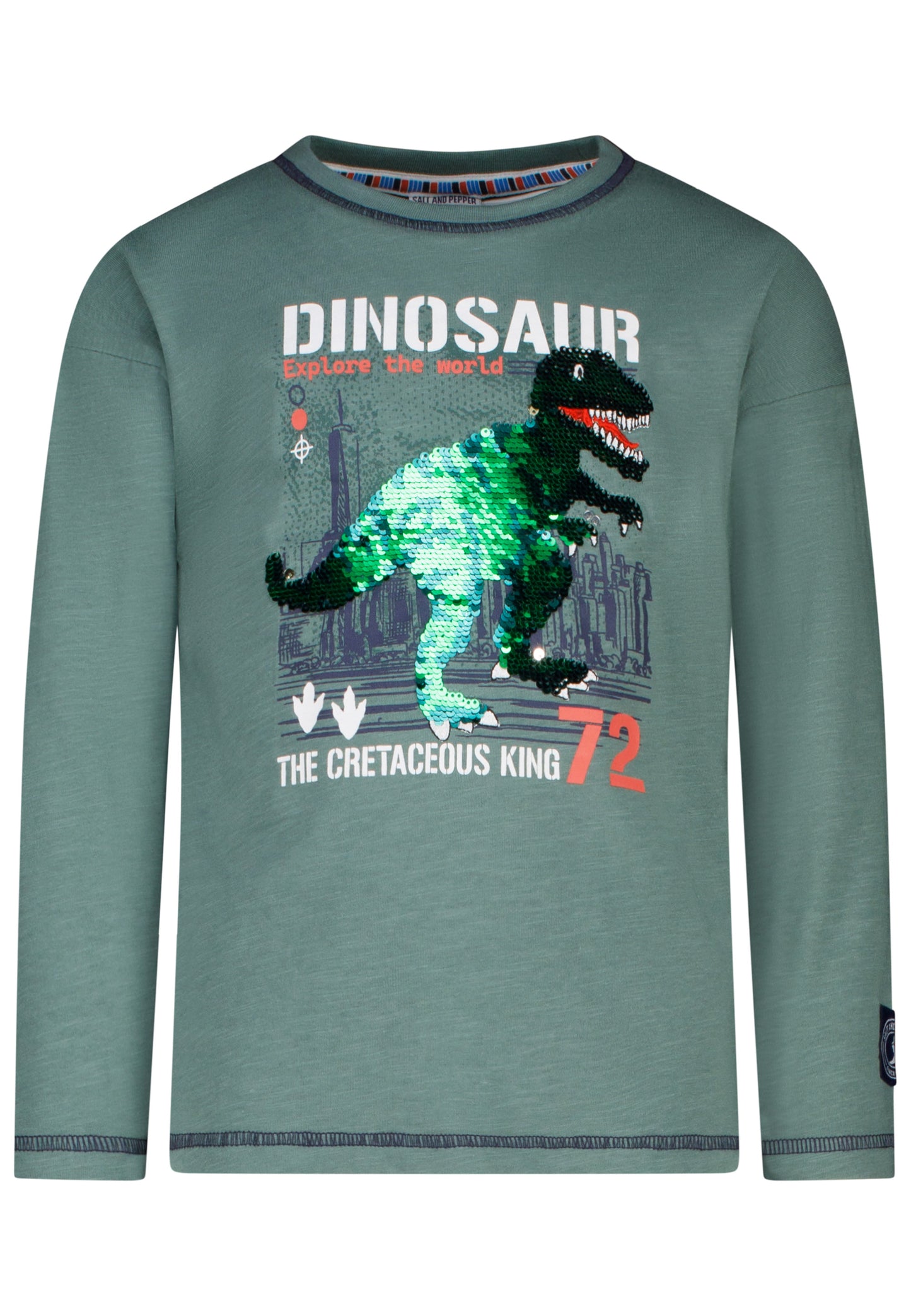 Salt and Pepper Shirt Dino Wendepailletten sage green