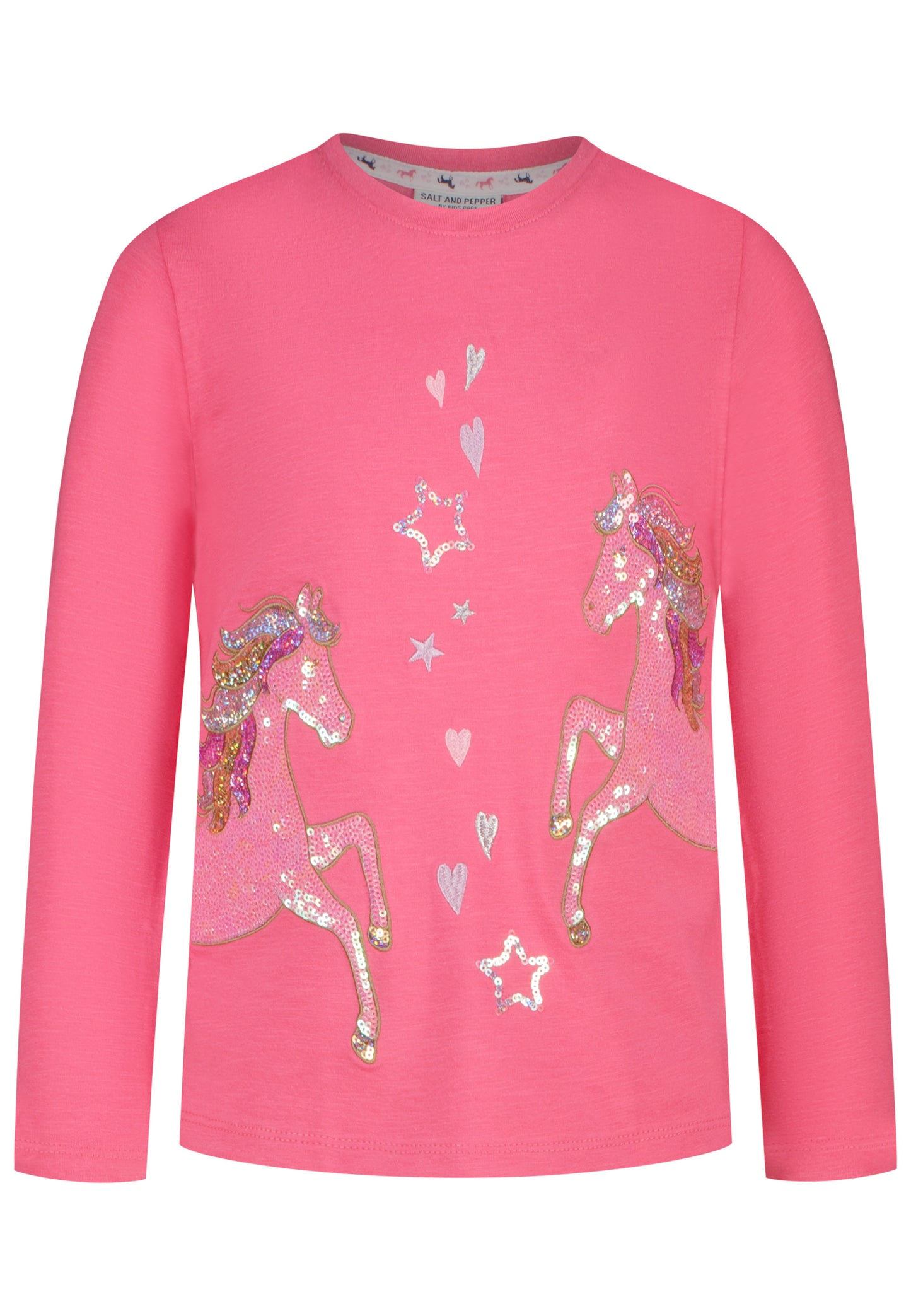 Salt and Pepper Shirt 2 Pferde Pailletten shocking pink - Musterteil