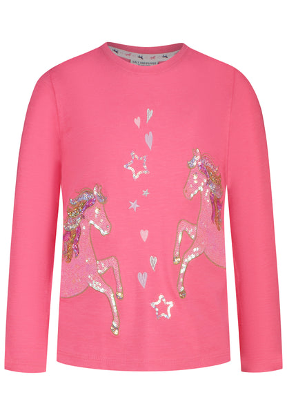 Salt and Pepper Shirt 2 Pferde Pailletten shocking pink - Musterteil