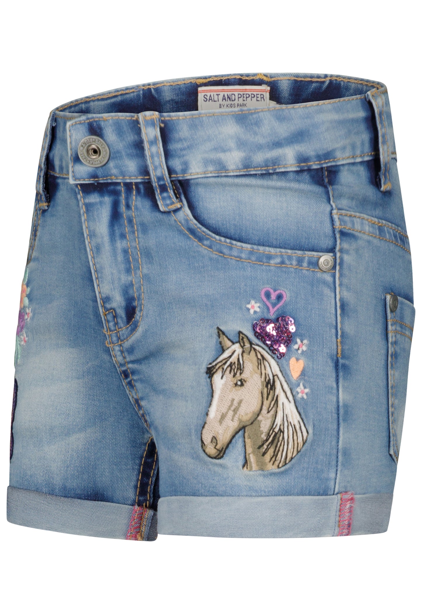 Salt and Pepper Jeansshorts Pferd / Schmetterling mid blue