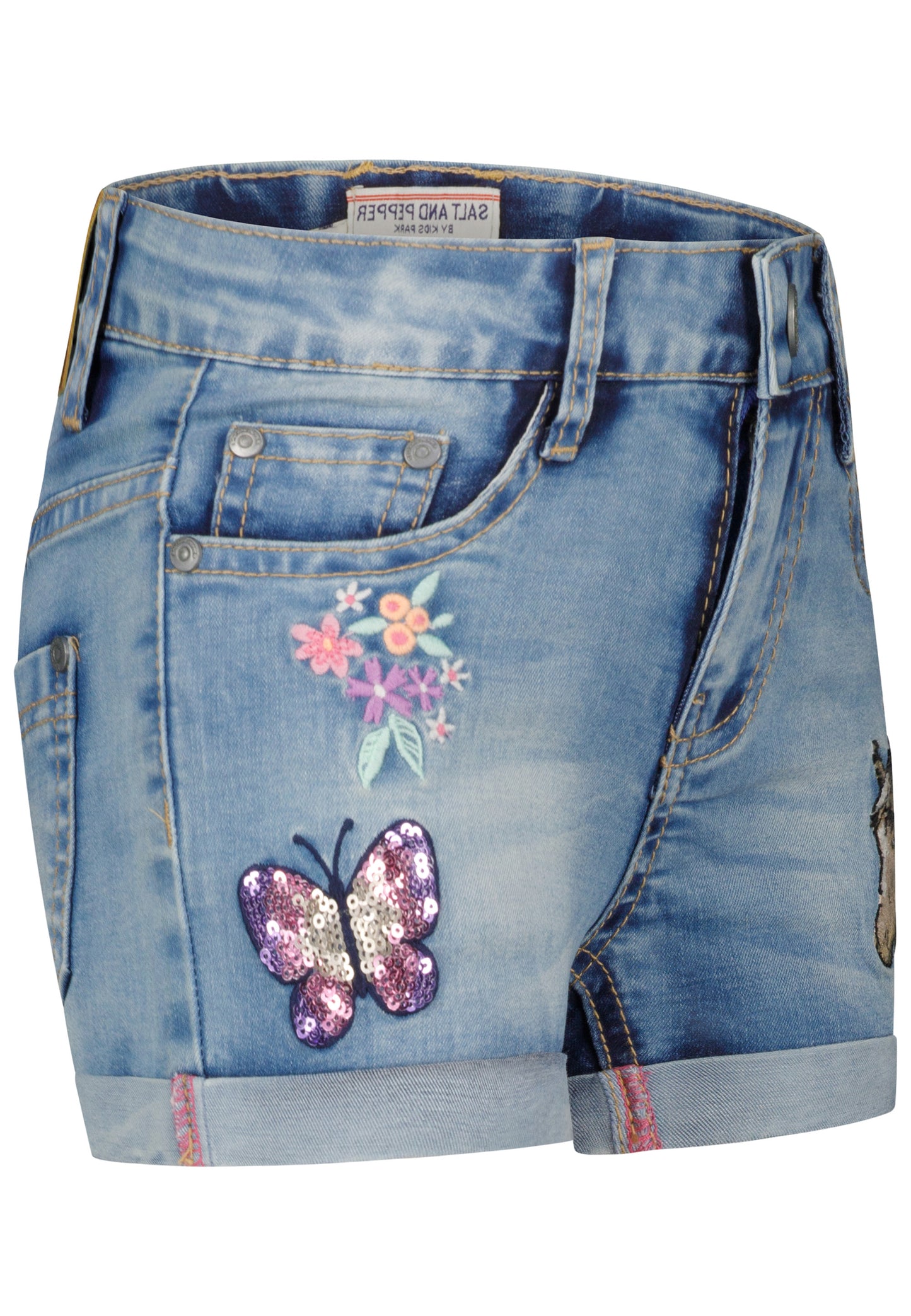 Salt and Pepper Jeansshorts Pferd / Schmetterling mid blue