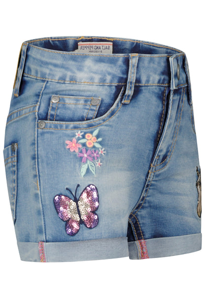 Salt and Pepper Jeansshorts Pferd / Schmetterling mid blue