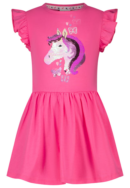 Salt and Pepper Shirtkleid Pferdkopf Wendepailletten shocking pink - Musterteil