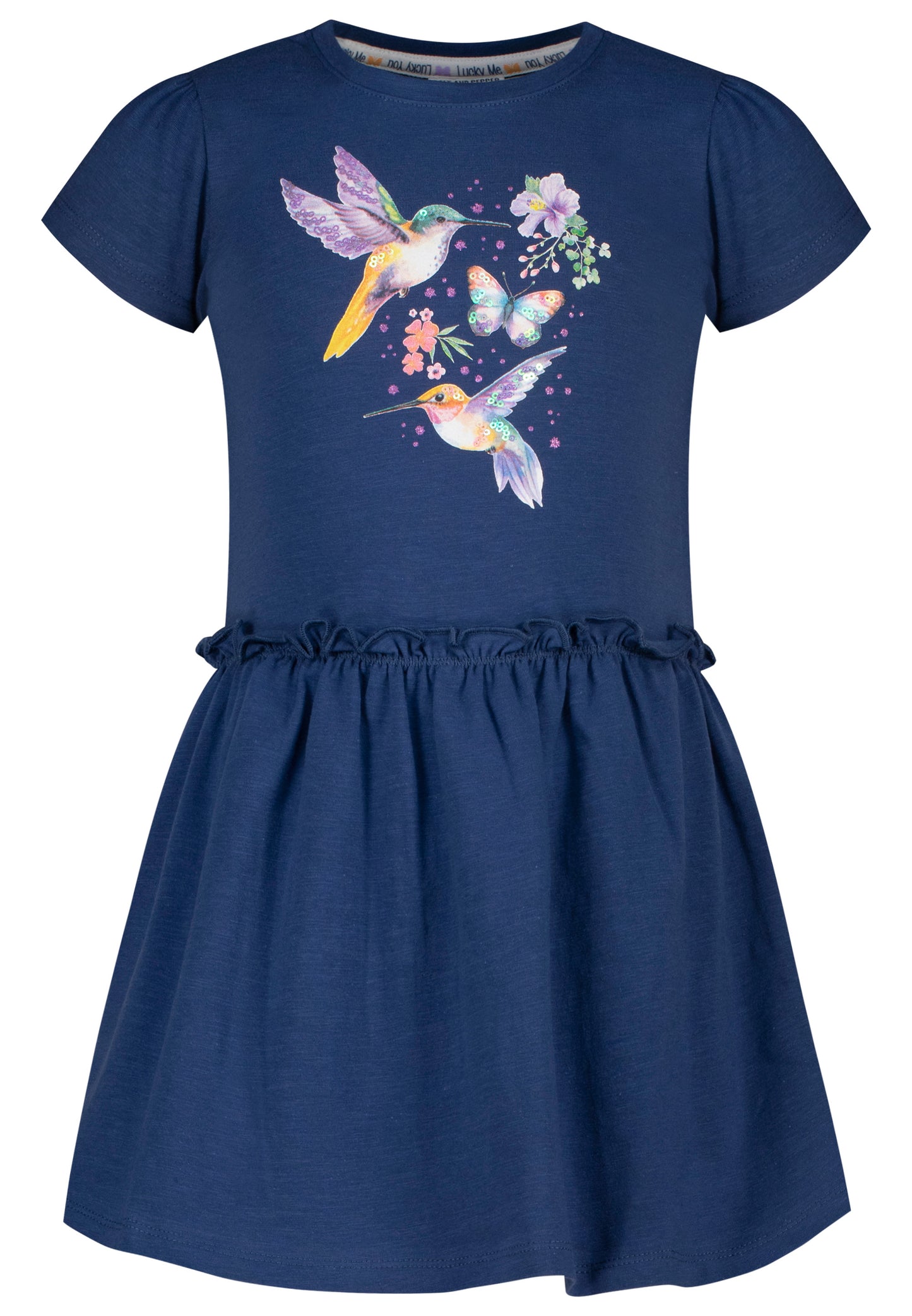 Salt and Pepper Shirtkleid Vogel Kolibri ink blue - Musterteil
