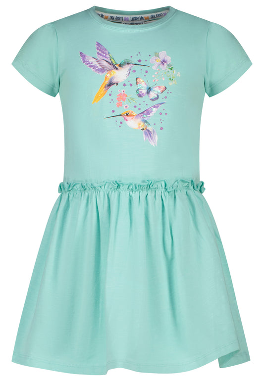 Salt and Pepper Shirtkleid Vogel Kolibri opal green - Musterteil