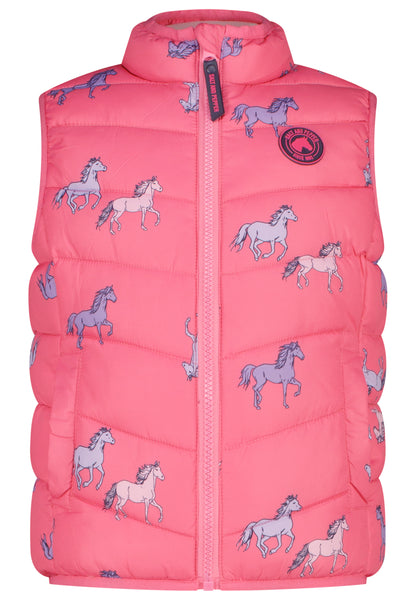 Salt and Pepper Steppweste Pferde allover shocking pink - Musterteil