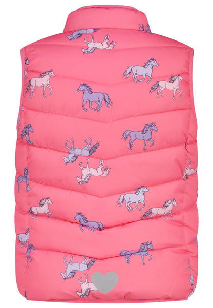 Salt and Pepper Steppweste Pferde allover shocking pink - Musterteil