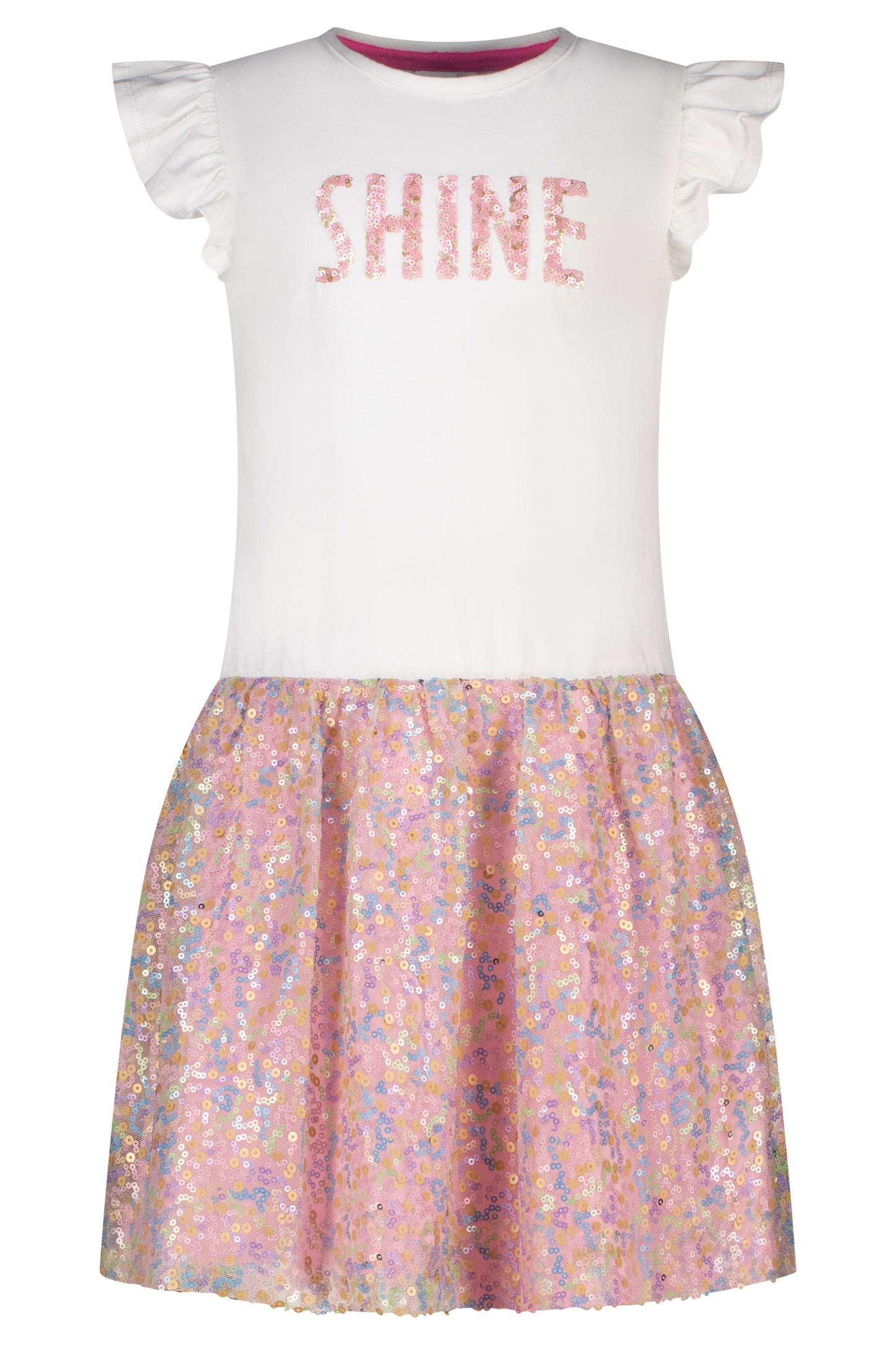 Topo Kleid Shine Pailletten weiß / rose - Musterteil