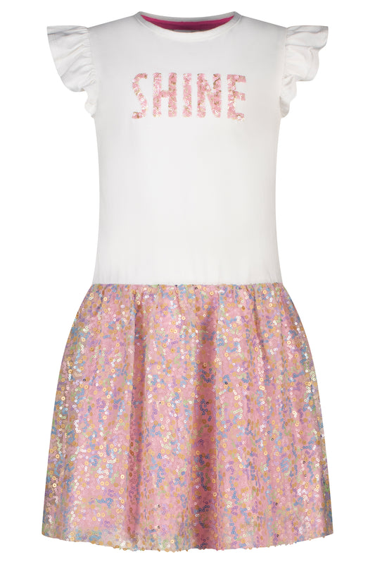 Topo Kleid Shine Pailletten weiß / rose - Musterteil