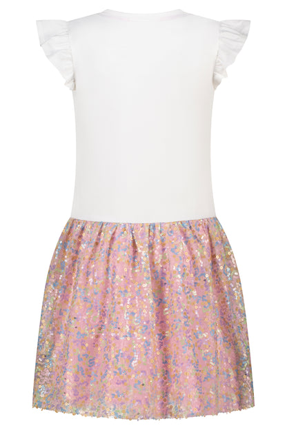 Topo Kleid Shine Pailletten weiß / rose - Musterteil