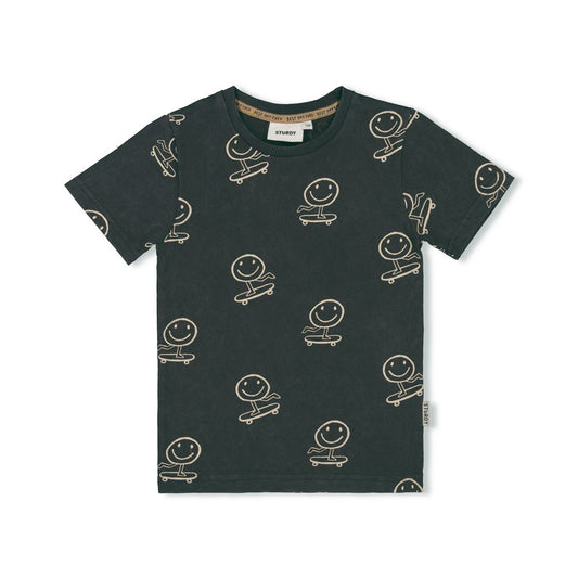 STURDY T-Shirt Checkmate Smiley anthrazit