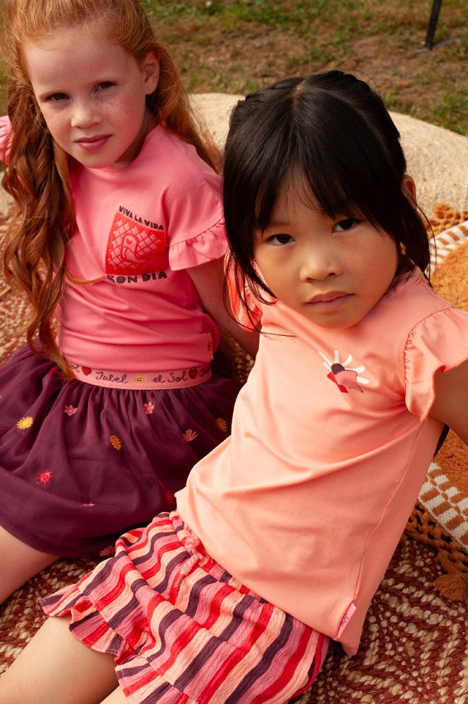 JUBEL Sweatshorts Salsa Sunset Seesucker Streifen