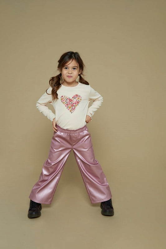 JUBEL Shirt Shine Bright Herz gerippt sand