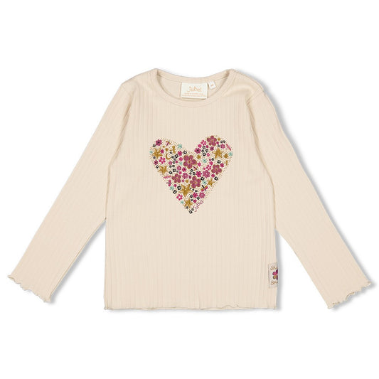 JUBEL Shirt Shine Bright Herz gerippt sand