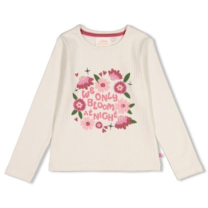JUBEL Shirt Moon Flowers Blumen gerippt natur